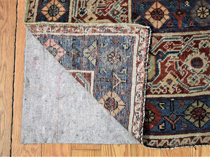 Mahal Antique hand-knotted wool rug in Beige & Navy Blue, 13'10" x 19'5" — SKU O080116 (view 4)