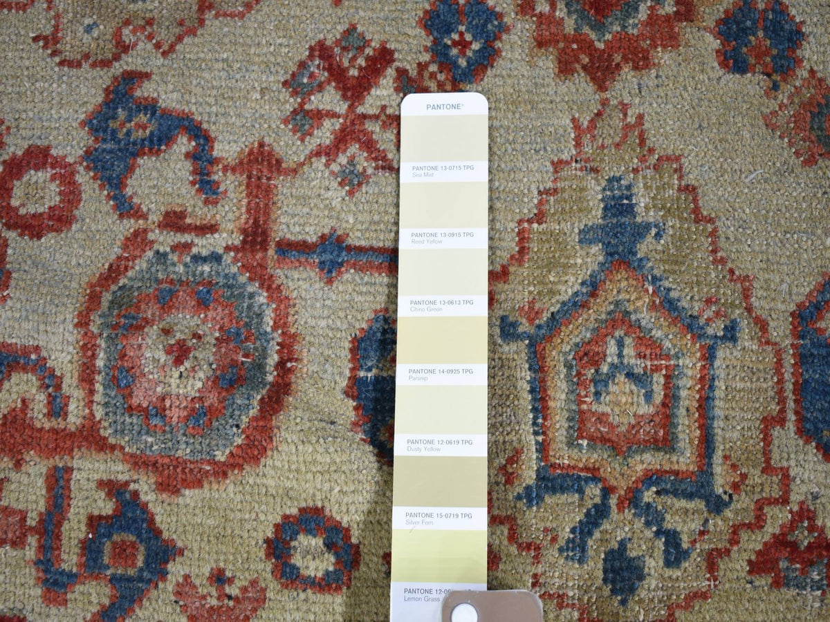 Mahal Antique hand-knotted wool rug in Beige & Navy Blue, 13'10" x 19'5" — SKU O080116 (view 7)