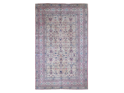 Sivas Antique hand-knotted wool rug in Beige & Pink, 7'7" x 12'7" — SKU O080122