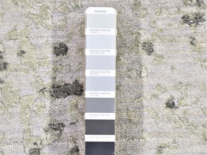 Grey 2'6" x 10'4" Modern / Contemporary Hand knotted Wool Rug - Sku: O080123