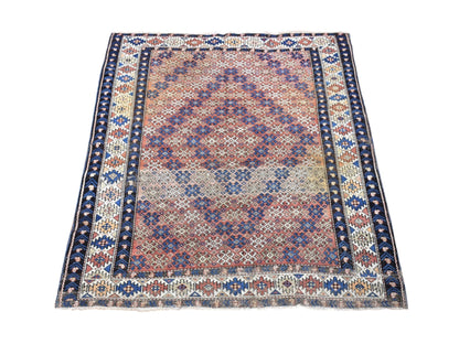 Kazak Kazak hand-knotted wool rug in Brown & Ivory, 3'9" x 4'8" — SKU O080138