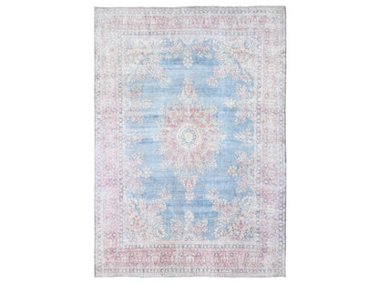 Kerman Vintage hand-knotted wool rug in Blue & Red, 10' x 12'10" — SKU O080139