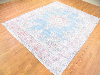 Kerman Vintage hand-knotted wool rug in Blue & Red, 10' x 12'10" — SKU O080139 (view 2)