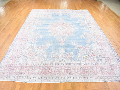 Kerman Vintage hand-knotted wool rug in Blue & Red, 10' x 12'10" — SKU O080139 (view 3)