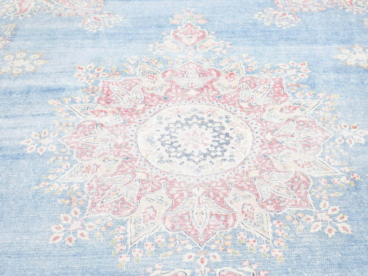 Kerman Vintage hand-knotted wool rug in Blue & Red, 10' x 12'10" — SKU O080139 (view 8)