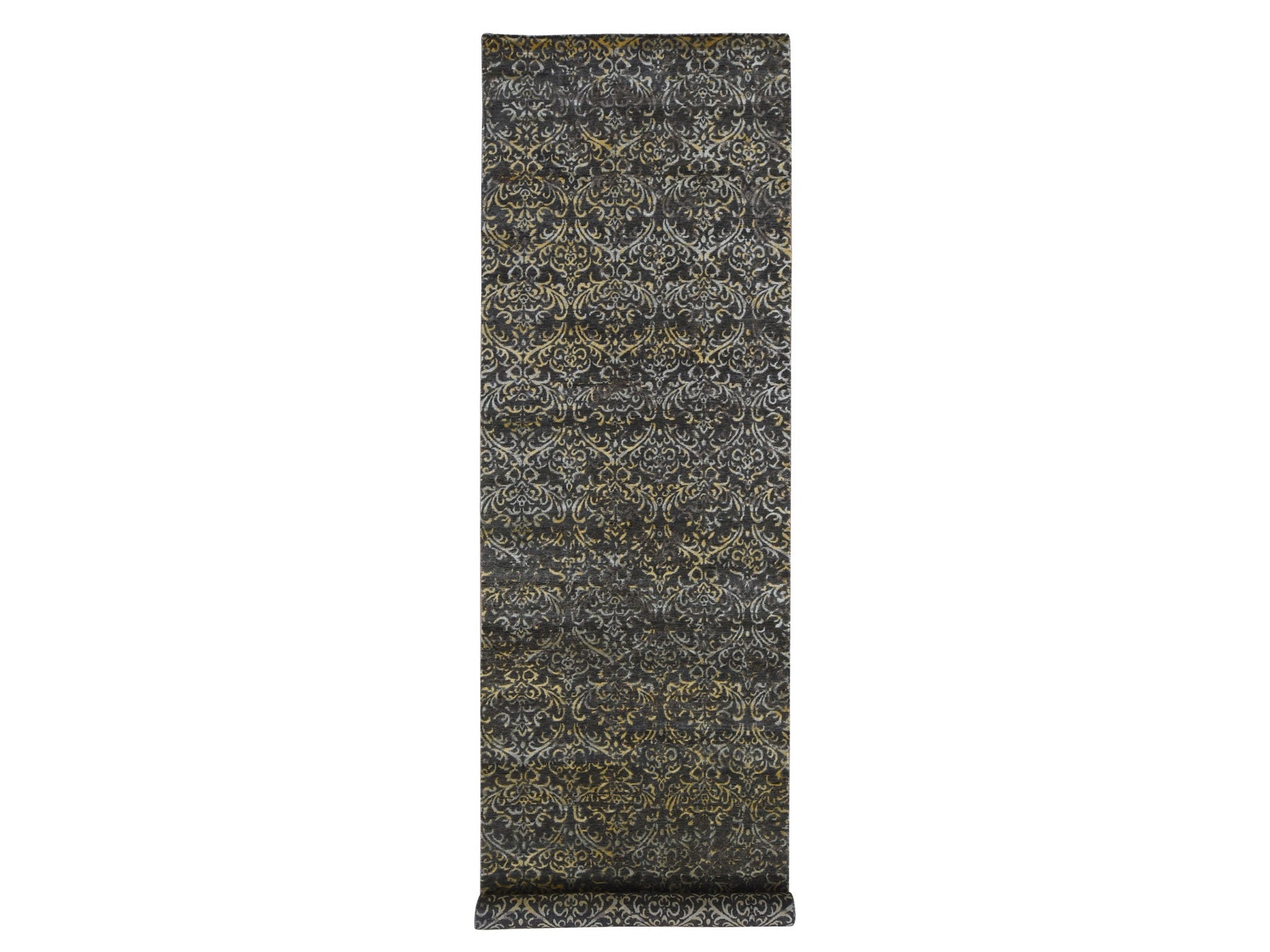 Brown 4'8" x 18'2" Modern / Contemporary Hand knotted Wool/Silk Rug - Sku: O080142