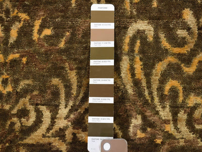 Modern / Contemporary hand-knotted wool/silk runner in Brown, 4'8" x 18'2" — SKU O080142 (view 3)