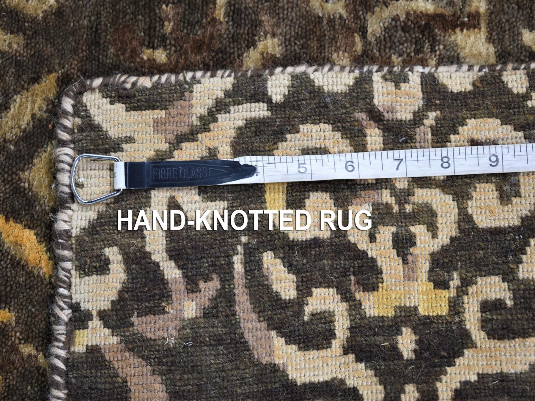 Modern / Contemporary hand-knotted wool/silk runner in Brown, 4'8" x 18'2" — SKU O080142 (view 5)