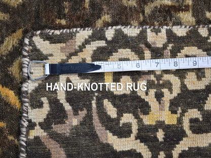 Modern / Contemporary hand-knotted wool/silk runner in Brown, 4'8" x 18'2" — SKU O080142 (view 5)