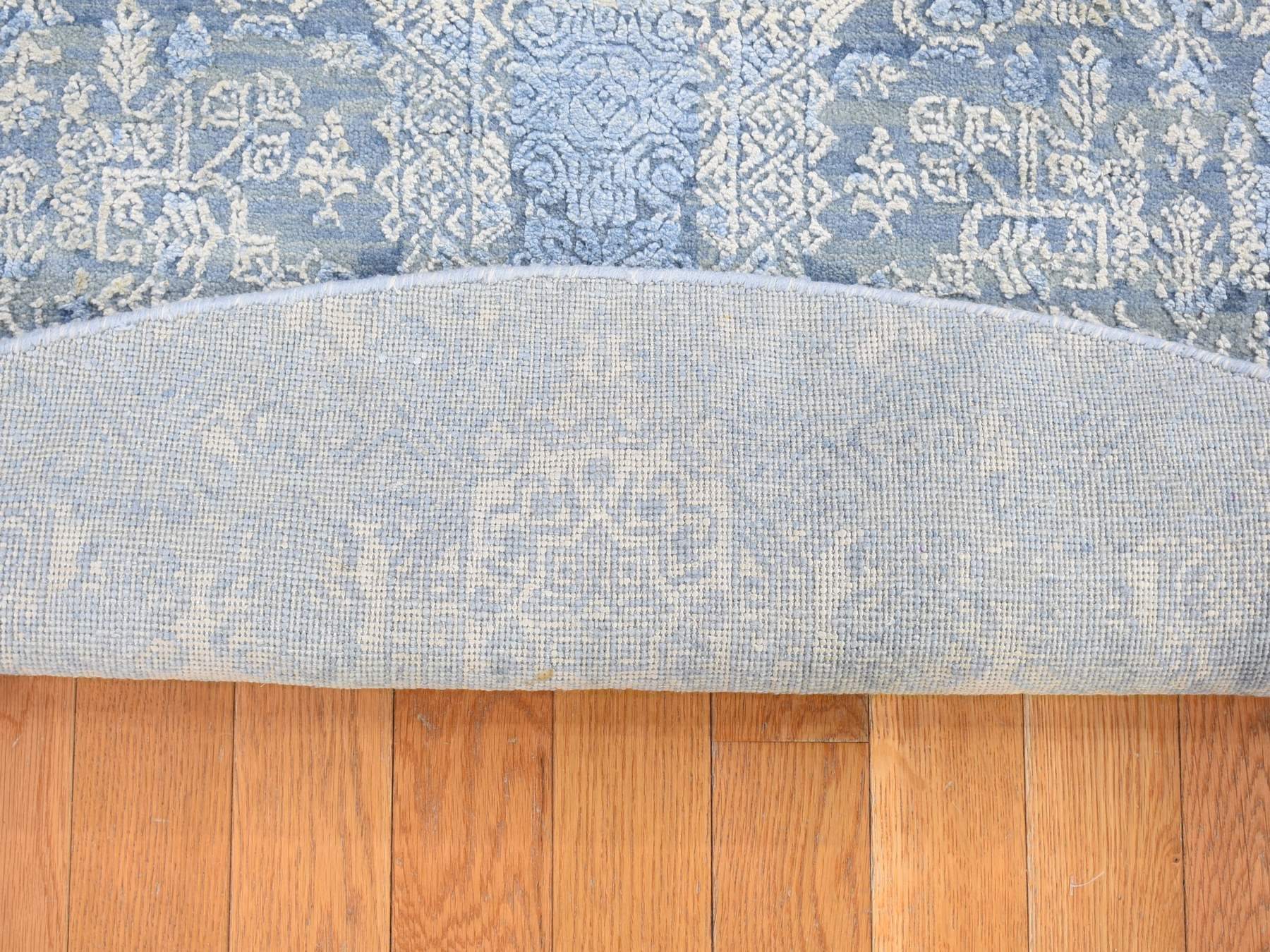 Modern / Contemporary hand-knotted wool/silk rug in Blue, 6' x 6' — SKU O080143 (view 5)