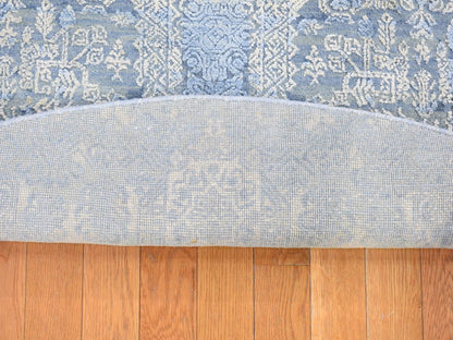 Modern / Contemporary hand-knotted wool/silk rug in Blue, 6' x 6' — SKU O080143 (view 5)