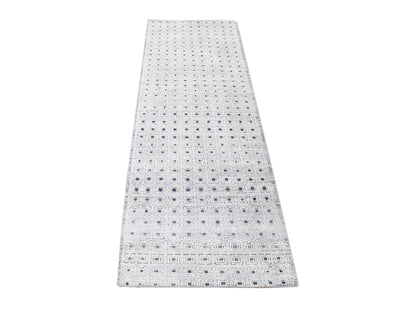 Ivory 2'8" x 8'1" Modern and Contemporary Hand knotted Wool/Silk Rug - Sku: O080149