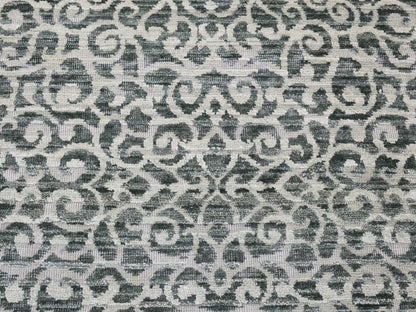 Modern / Contemporary hand-knotted wool/silk runner in Green, 2'9" x 8' — SKU O080151 (view 2)