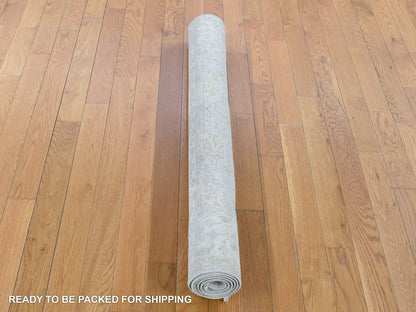 Ivory 3'9" x 5'8" Oushak And Peshawar Hand knotted Wool Rug - Sku: O080156