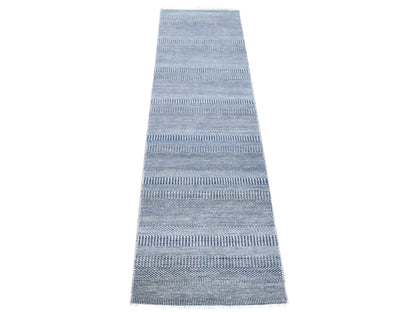Black 2'7" x 14'1" Modern and Contemporary Hand knotted Wool/Silk Rug - Sku: O080164