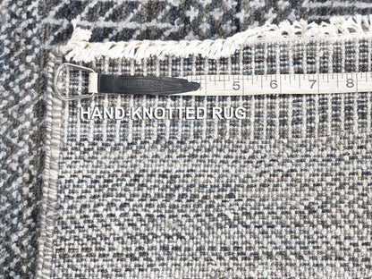 Black 2'7" x 14'1" Modern and Contemporary Hand knotted Wool/Silk Rug - Sku: O080164