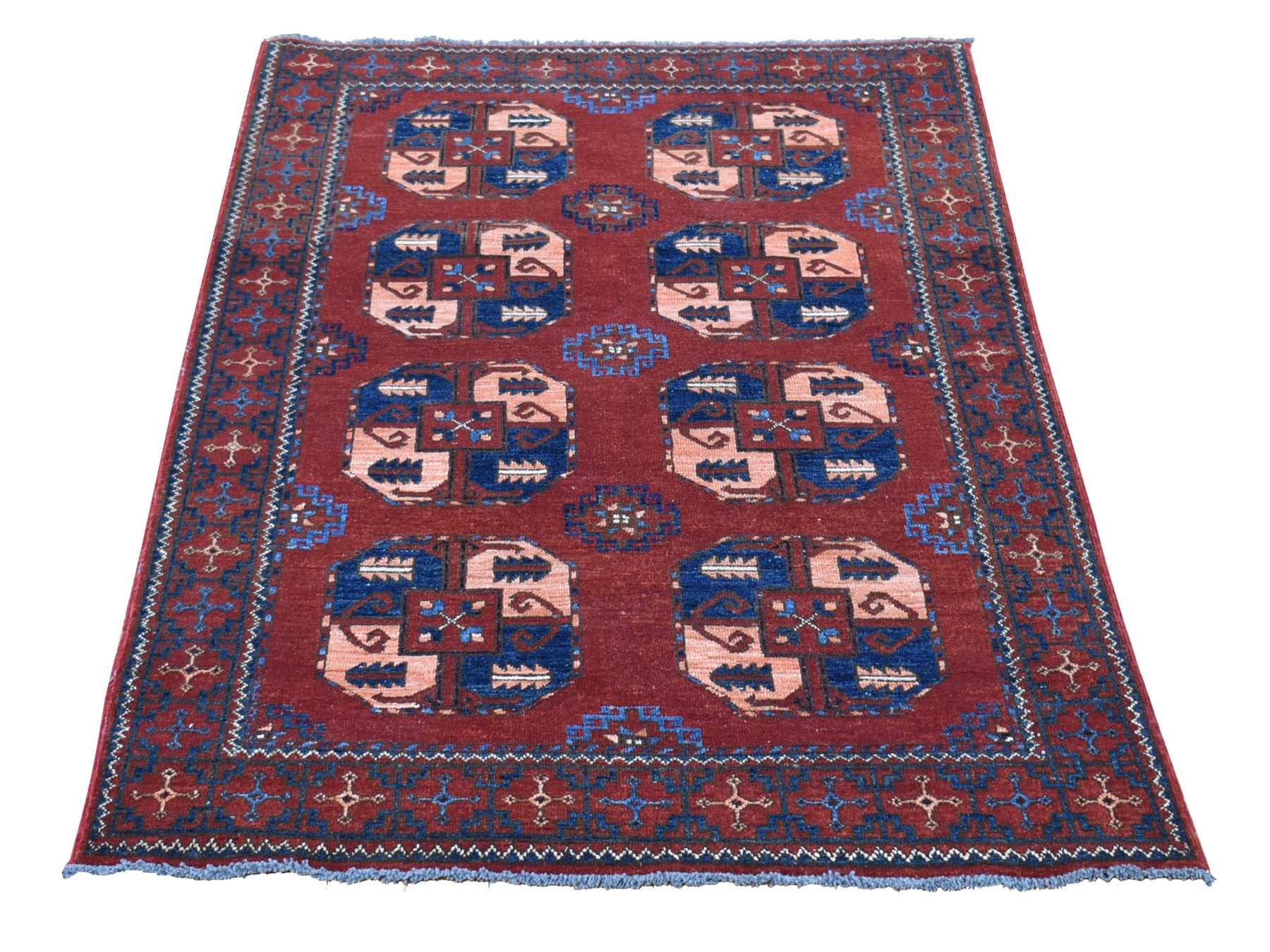 Ersari Tribal & Geometric hand-knotted wool rug in Red & Rust Red, 3'10" x 5'10" — SKU O080165