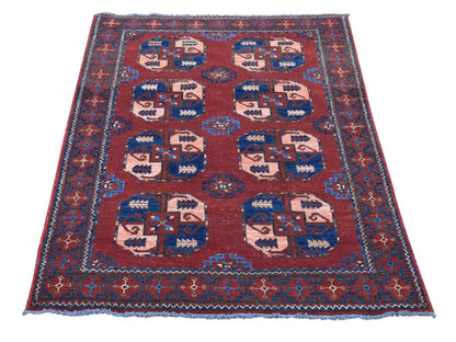 Ersari Tribal & Geometric hand-knotted wool rug in Red & Rust Red, 3'10" x 5'10" — SKU O080165