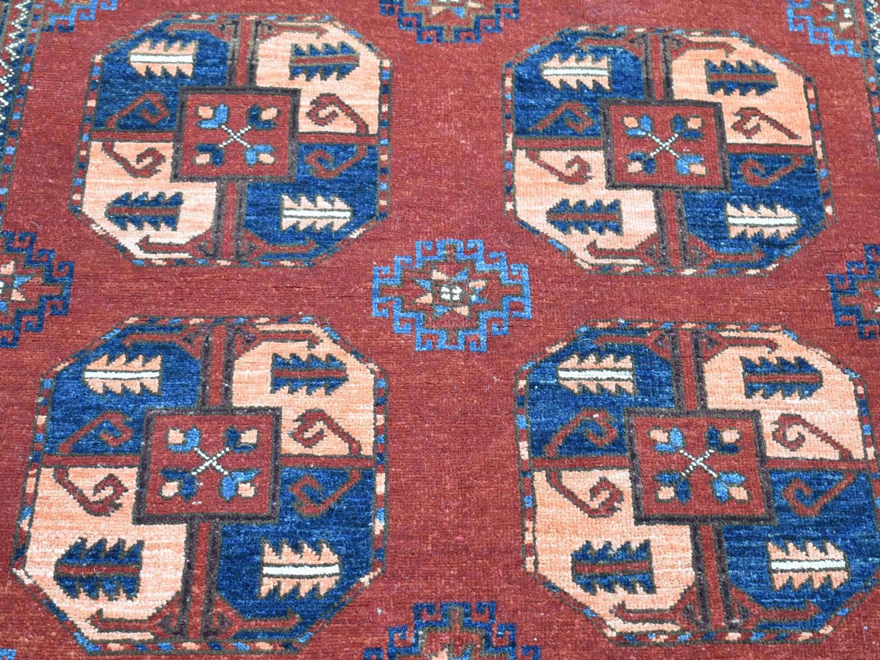 Ersari Tribal & Geometric hand-knotted wool rug in Red & Rust Red, 3'10" x 5'10" — SKU O080165 (view 2)