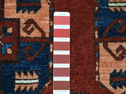 Ersari Tribal & Geometric hand-knotted wool rug in Red & Rust Red, 3'10" x 5'10" — SKU O080165 (view 3)