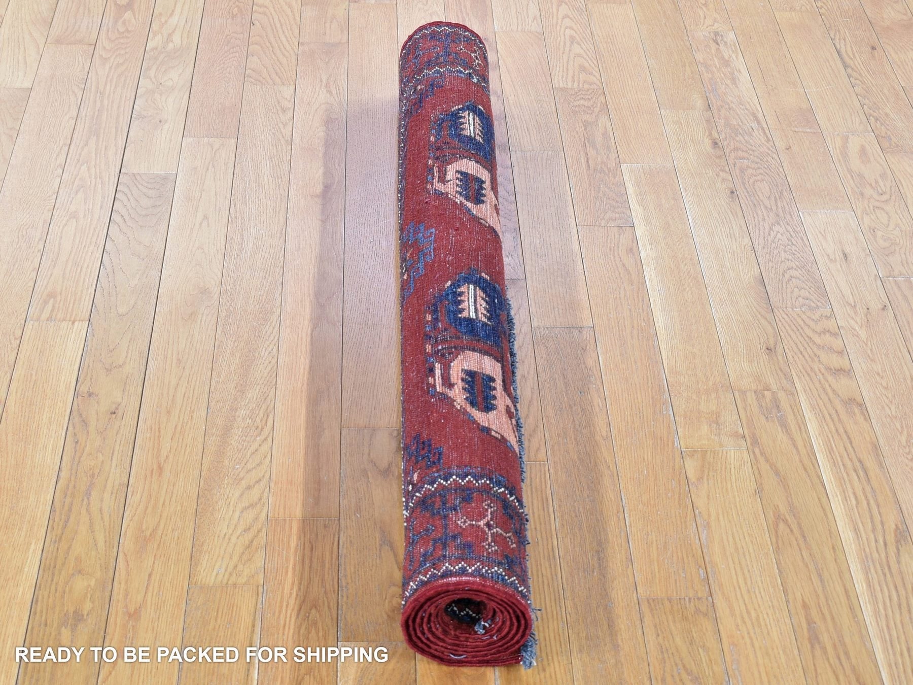 Ersari Tribal & Geometric hand-knotted wool rug in Red & Rust Red, 3'10" x 5'10" — SKU O080165 (view 6)
