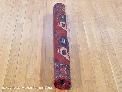 Ersari Tribal & Geometric hand-knotted wool rug in Red & Rust Red, 3'10" x 5'10" — SKU O080165 (view 6)