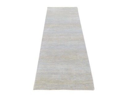 Gabbeh Modern / Contemporary hand-knotted wool/silk runner in Gray, 2'8" x 9'1" — SKU O080167