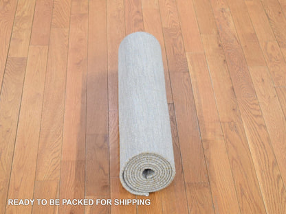 Gabbeh Modern / Contemporary hand-knotted wool/silk runner in Gray, 2'8" x 9'1" — SKU O080167 (view 6)