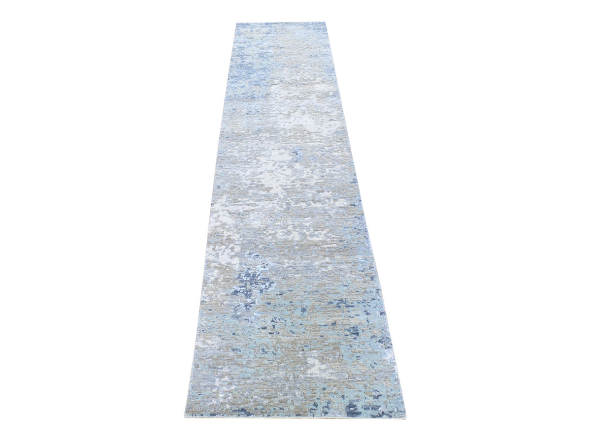 Modern / Contemporary hand-knotted wool runner in Gray, 2'6" x 11'10" — SKU O080179