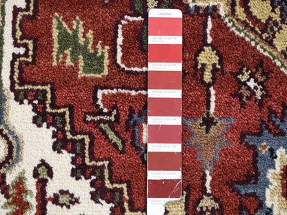 Heriz Heriz hand-knotted wool rug in Red & Navy Blue, 3'10" x 6'1" — SKU O080186 (view 3)