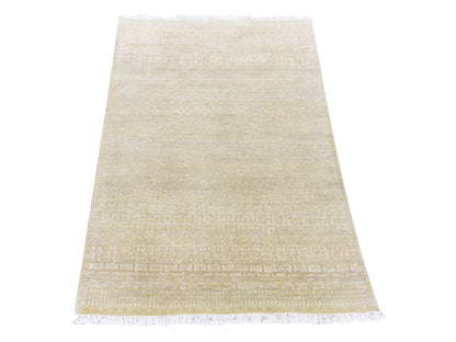 Green 3'1" x 5'1" Modern / Contemporary Hand knotted Wool/Silk Rug - Sku: O080194