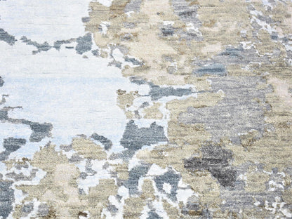 Beige 2'6" x 10'6" Modern and Contemporary Hand knotted Wool Rug - Sku: O080202