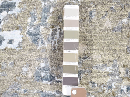 Beige 2'6" x 10'6" Modern and Contemporary Hand knotted Wool Rug - Sku: O080202