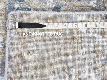 Beige 2'6" x 10'6" Modern and Contemporary Hand knotted Wool Rug - Sku: O080202