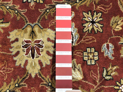 Fine Oriental hand-knotted wool/silk rug in Red & Light Green, 12'3" x 17'9" — SKU O080220 (view 4)