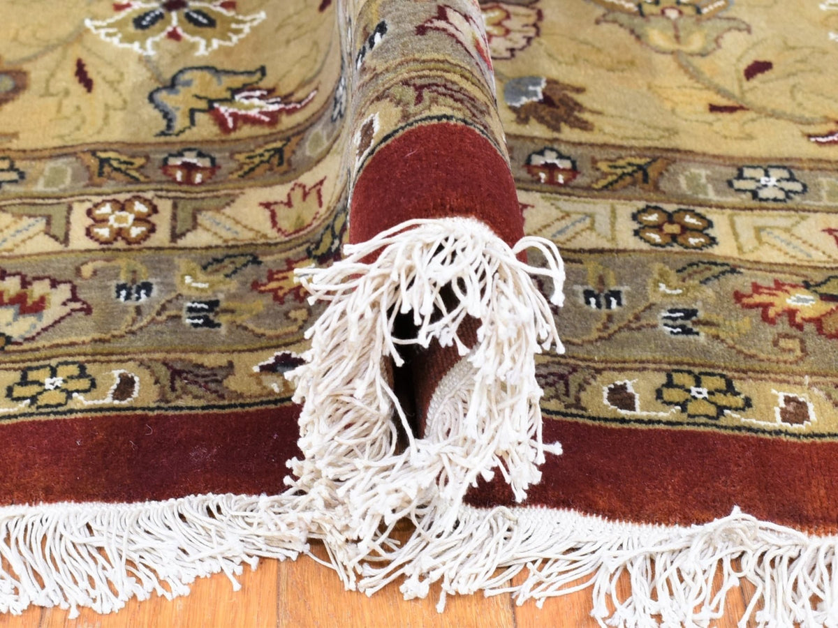 Fine Oriental hand-knotted wool/silk rug in Red & Light Green, 12'3" x 17'9" — SKU O080220 (view 5)