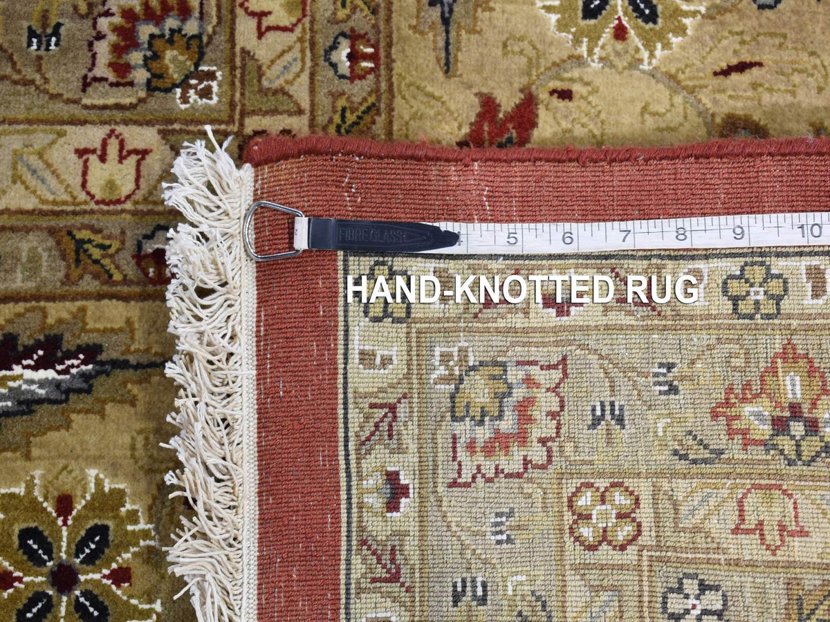 Fine Oriental hand-knotted wool/silk rug in Red & Light Green, 12'3" x 17'9" — SKU O080220 (view 8)