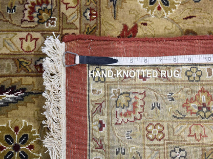 Fine Oriental hand-knotted wool/silk rug in Red & Light Green, 12'3" x 17'9" — SKU O080220 (view 8)