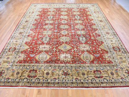 Heriz hand-knotted wool rug in Red & Rust Red, 11'9" x 14'10" — SKU O080222 (view 2)