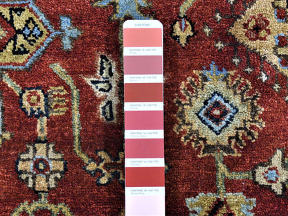 Heriz hand-knotted wool rug in Red & Rust Red, 11'9" x 14'10" — SKU O080222 (view 4)
