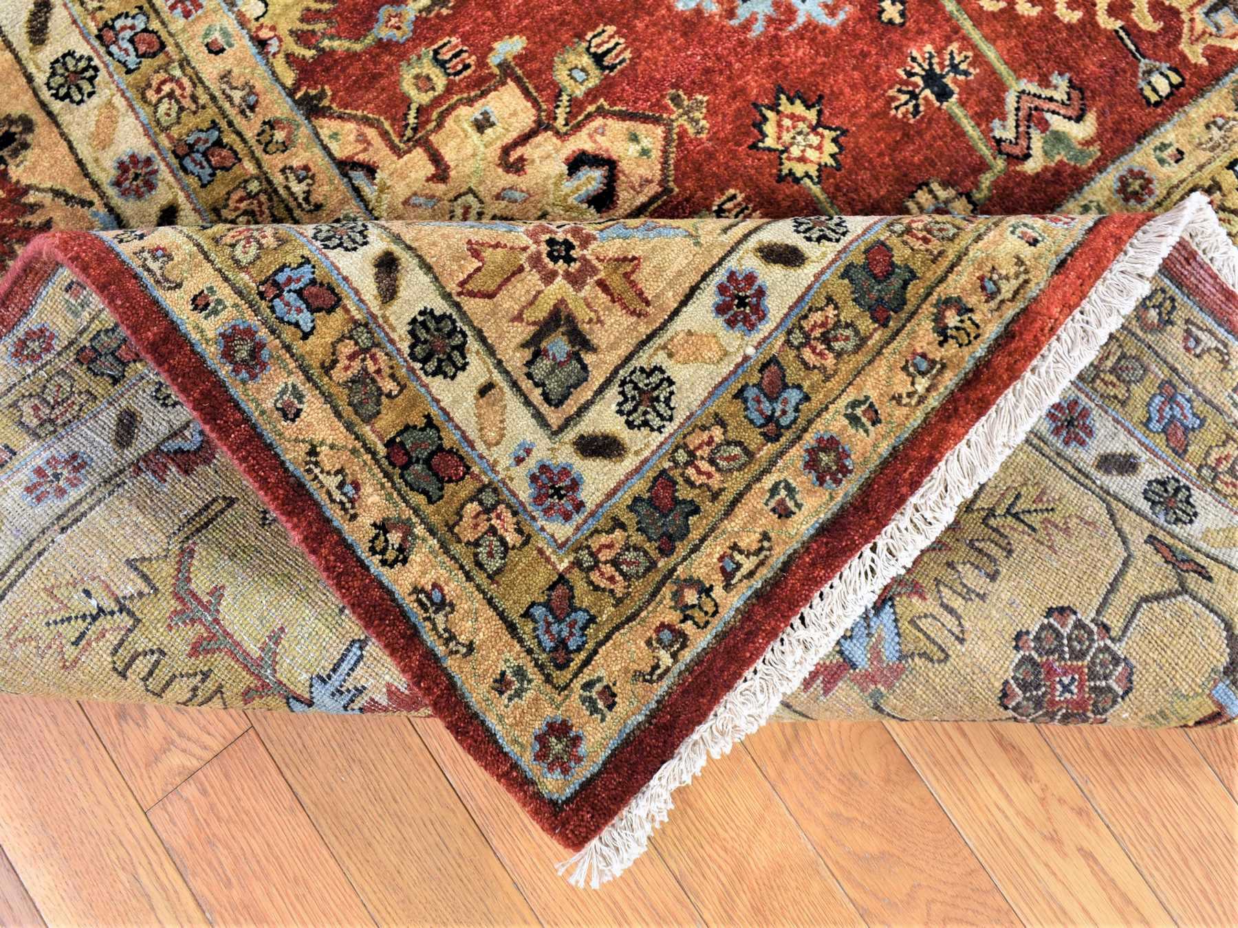Heriz hand-knotted wool rug in Red & Rust Red, 11'9" x 14'10" — SKU O080222 (view 6)