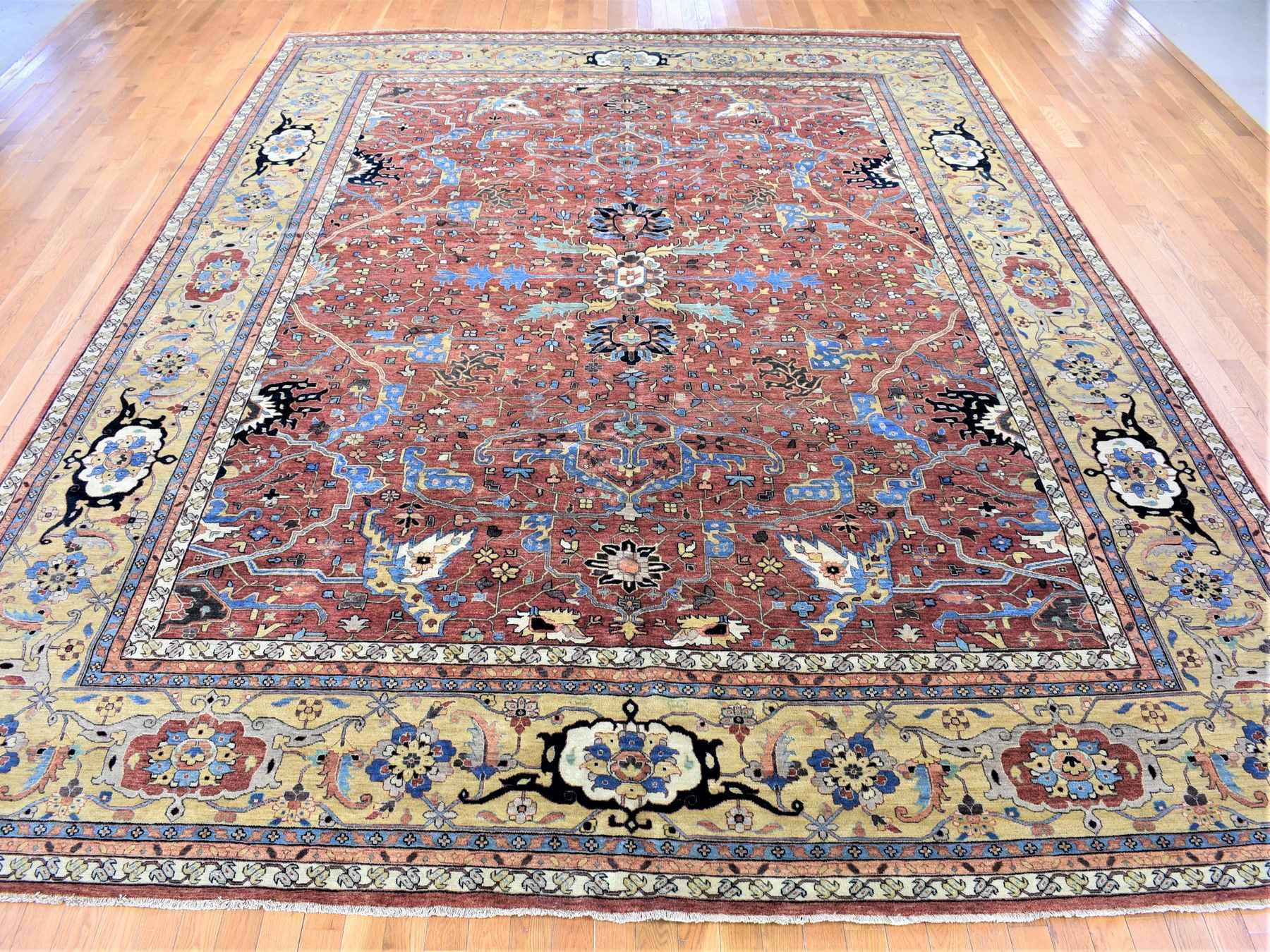 Heriz Heriz hand-knotted wool rug in Red & Yellow, 12' x 14'10" — SKU O080223 (view 2)