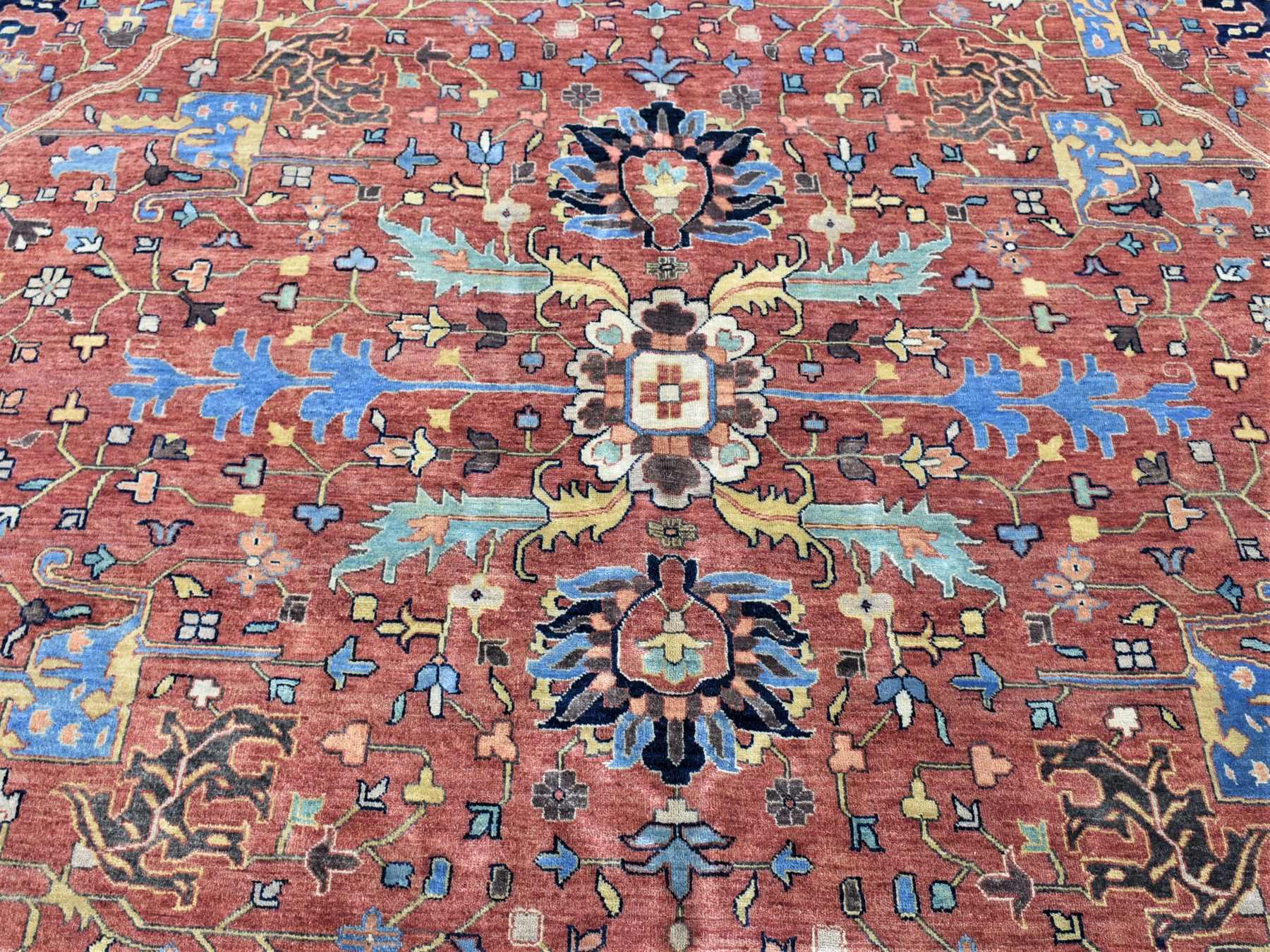 Heriz Heriz hand-knotted wool rug in Red & Yellow, 12' x 14'10" — SKU O080223 (view 3)