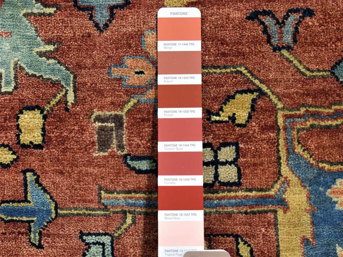 Heriz Heriz hand-knotted wool rug in Red & Yellow, 12' x 14'10" — SKU O080223 (view 4)
