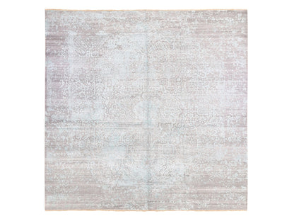Modern / Contemporary hand-knotted wool/silk rug in Gray, 12' x 12' — SKU O080225