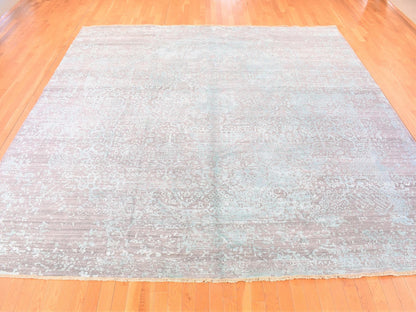 Modern / Contemporary hand-knotted wool/silk rug in Gray, 12' x 12' — SKU O080225 (view 2)