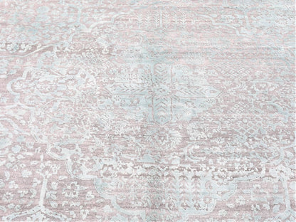 Modern / Contemporary hand-knotted wool/silk rug in Gray, 12' x 12' — SKU O080225 (view 3)