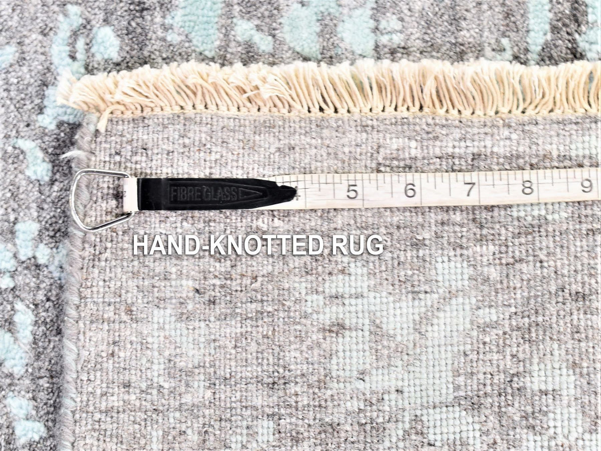 Modern / Contemporary hand-knotted wool/silk rug in Gray, 12' x 12' — SKU O080225 (view 8)
