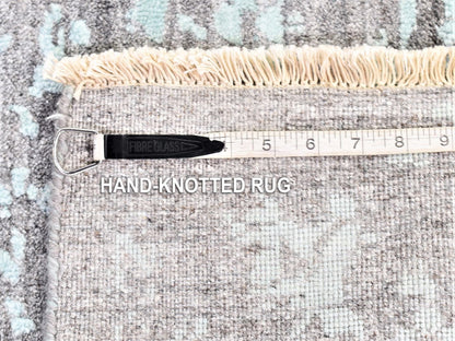 Modern / Contemporary hand-knotted wool/silk rug in Gray, 12' x 12' — SKU O080225 (view 8)