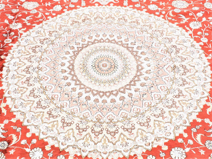 Tabriz Silk hand-knotted silk/cotton blend rug in Red & Ivory, 12' x 18'4" — SKU O080231 (view 3)